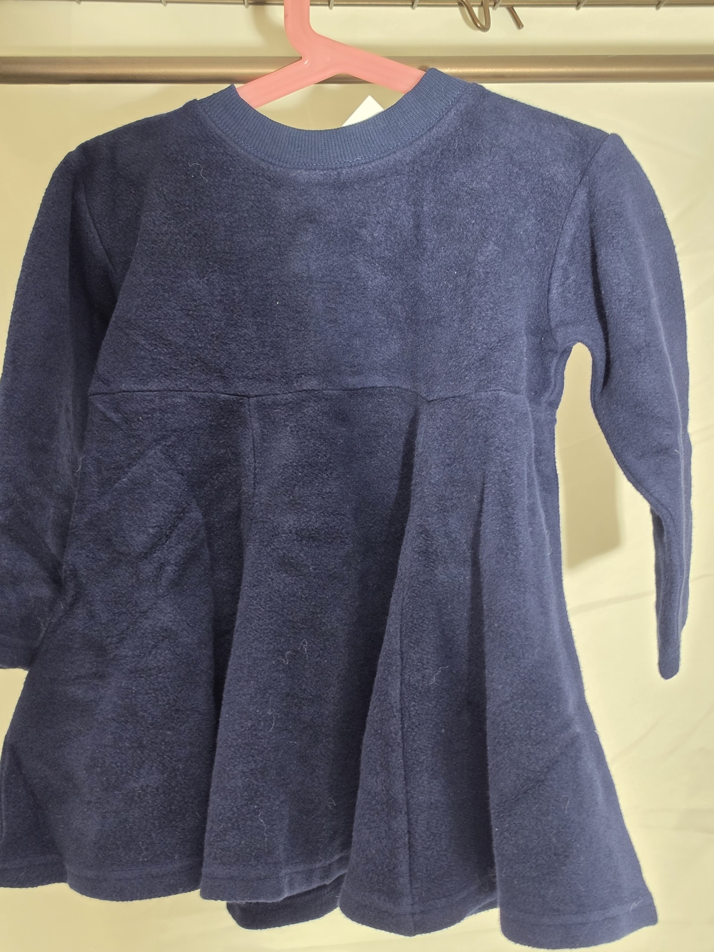 Girls' Navy Fleece Long-Sleeve Swing Top